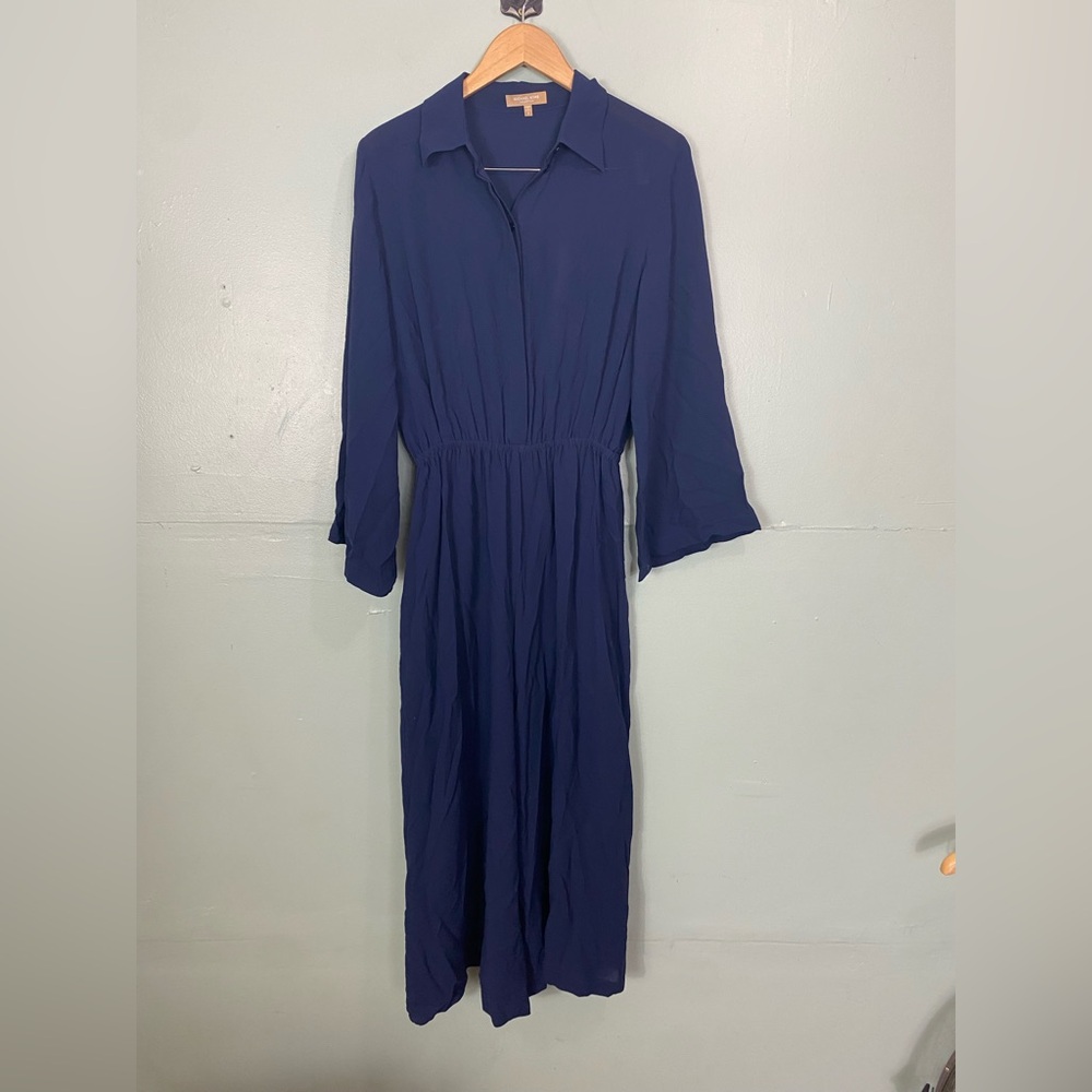Michael Kors Collection Silk Jumpsuit Blue Size 8